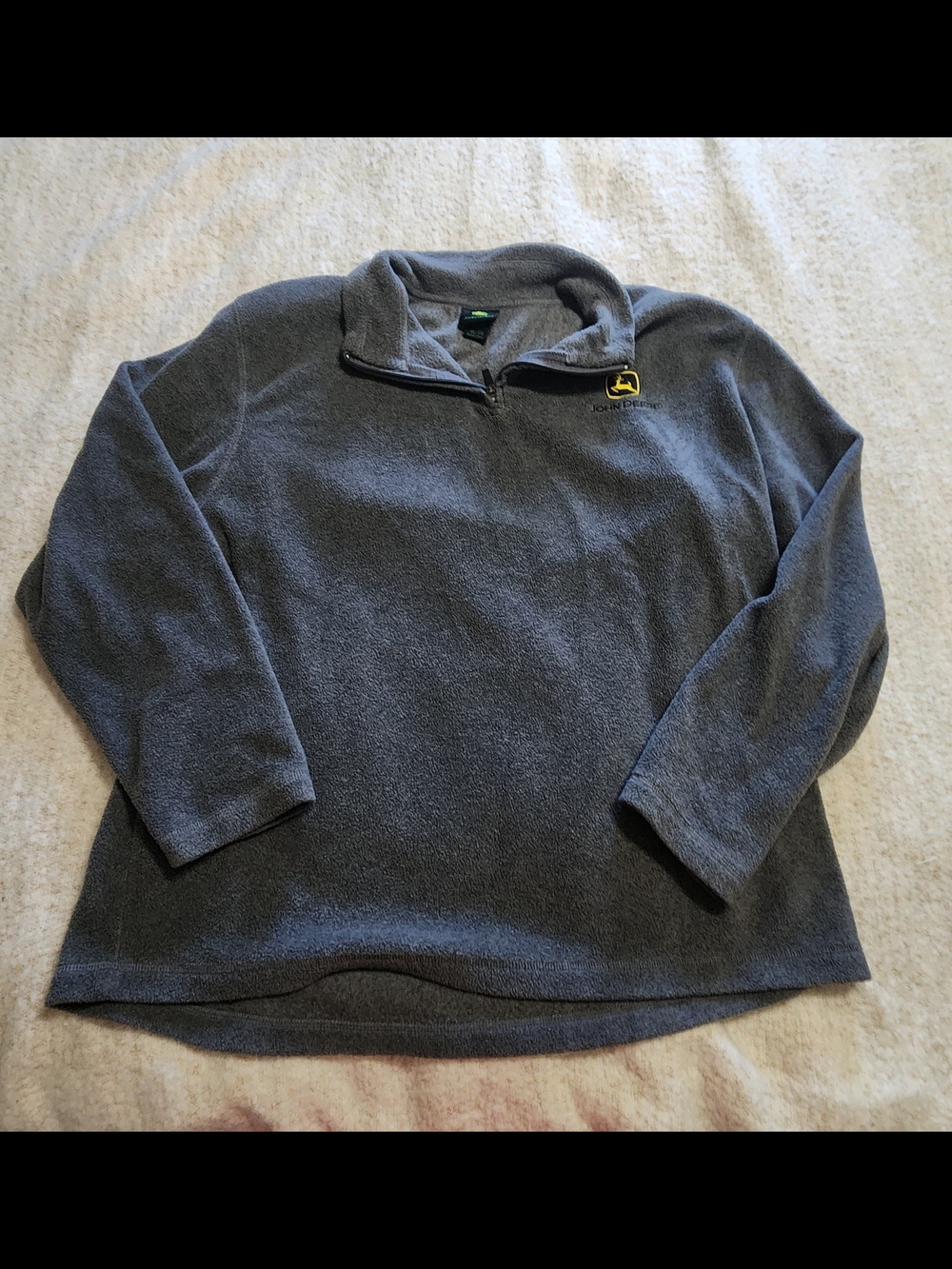 John Deere Dark Gray Quarter-Zip Fleece Pullover with Logo XL
